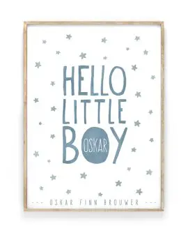 Geboorteposter Jongen - Hello Little Boy - Printcandy
