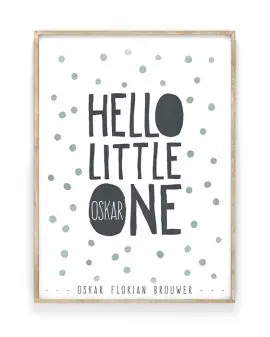 Geboorteposter Hello Little One - Poster voor Babykamer met naam