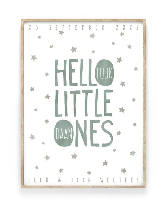 Geboorteposter Tweeling - Hello Little Ones - Printcandy