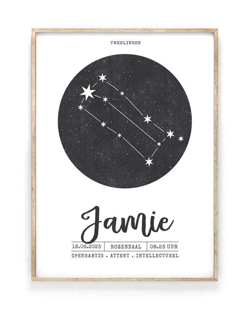 Sterrenbeeld geboorteposter met Naam | Printcandy