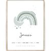 regenboog-geboorteposter-met-maan-printcandy Personaliseerbare Regenboog Geboorteposter met Maan - Printcandy