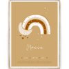regenboog-poster-met-maan-babykamer-boho-deco-printcandy Geboorte aankondiging poster met regenboog - Deco Boho babykamer