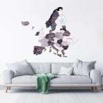 Houten Wereldkaart Europa 3D - Grijs