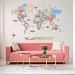 Premium Houten Wereldkaart 3D – Colorful Dreams