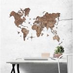Houten Wereldkaart 3D – Walnoot