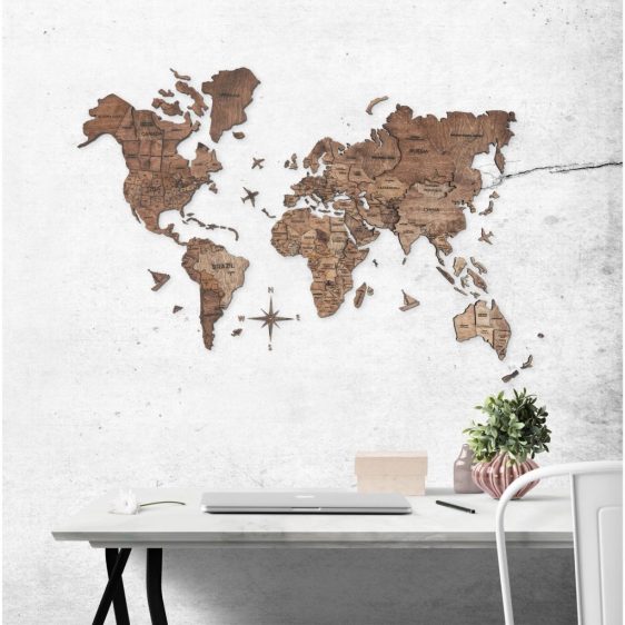 Houten Wereldkaart 3D – Terra