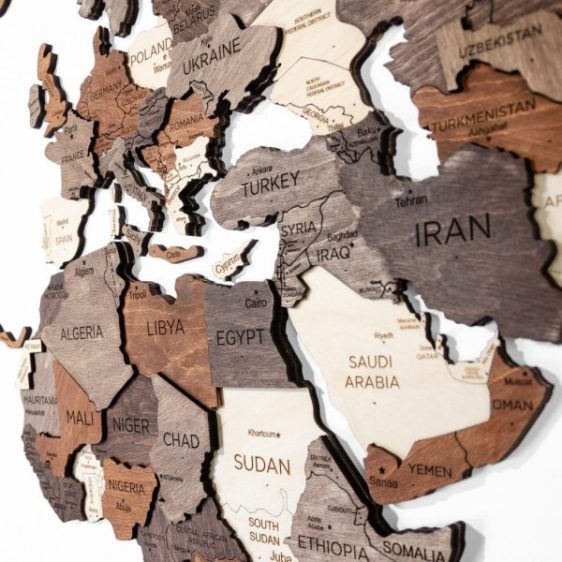 Houten Wereldkaart 3D – Multi