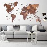 Houten Wereldkaart 3D – Eiken