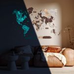 Houten Wereldkaart Europa 3D - Cappuccino (Glow in the Dark)