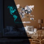Houten Wereldkaart Europa 3D - Grijs (Glow in the Dark)