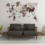 Premium Houten Wereldkaart 3D – Cappuccino