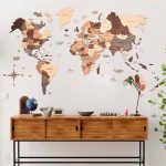 Houten Wereldkaart 3D – Smokey