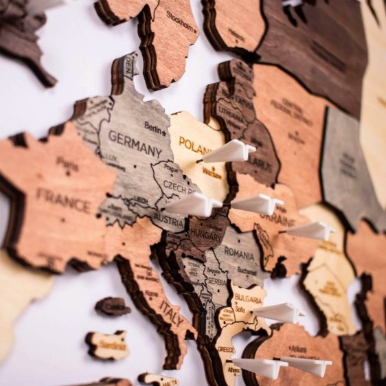 Houten Wereldkaart 3D – Smokey