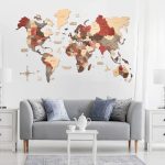 Houten Wereldkaart 3D – Fusion