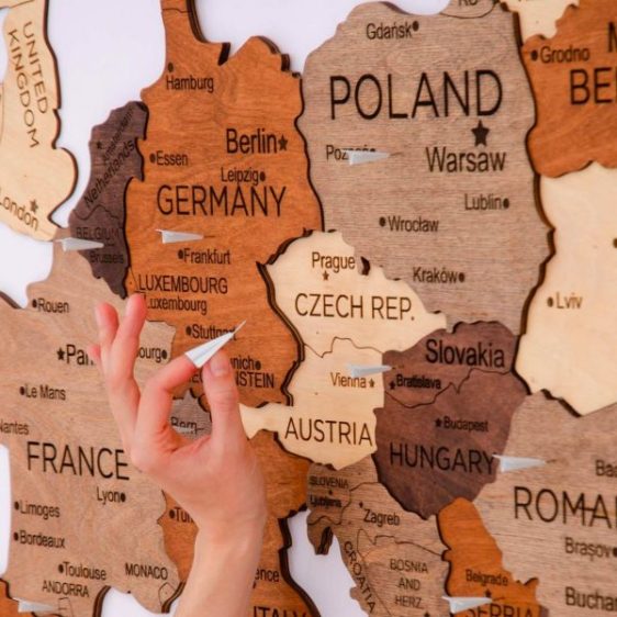 Houten Wereldkaart Europa 3D - Multi