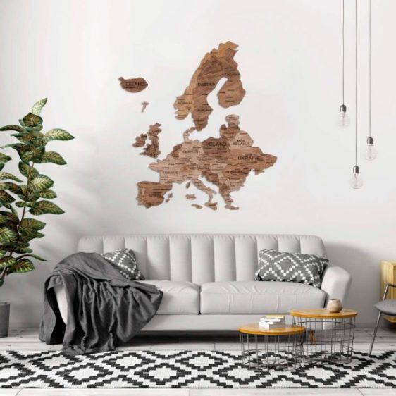 Houten Wereldkaart Europa 3D - Terra