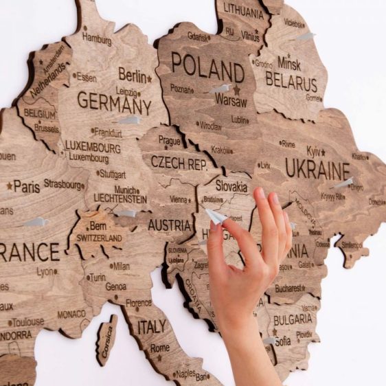 Houten Wereldkaart Europa 3D - Terra