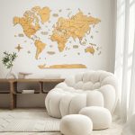 Premium Houten Wereldkaart 3D – Light Oak