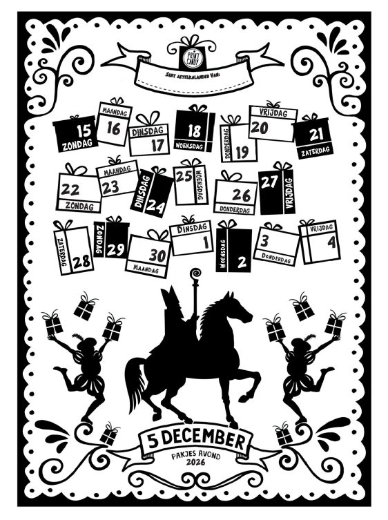 Sinterklaas aftelkalender 2026 Gratis Sinterklaas aftelkalender 2026 printable