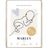 Boho Geboorte Poster Matisse – naam onder Boho geboorteposter Matisse met quote boven en naam onder de lijntekening