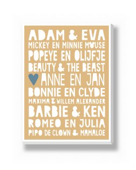 Canvas - Beroemde Koppels – gepersonaliseerde canvas print van Printcandy