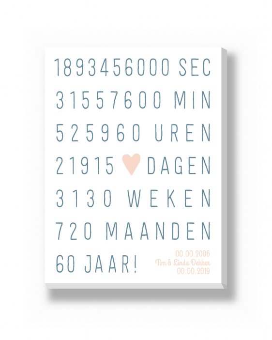 Canvas - Huwelijk Jubileum – canvas Canvas - Huwelijk Jubileum – gepersonaliseerde canvas print van Printcandy