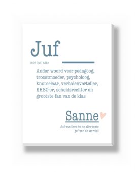 Canvas - Woordenboek met Definitie - Juf en Meester – gepersonaliseerde canvas print van Printcandy