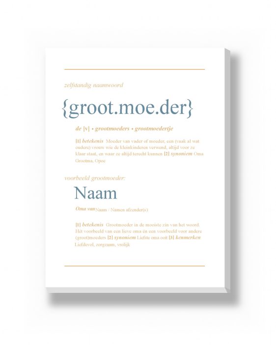 Canvas - Woordenboek met Definitie – canvas Canvas - Woordenboek met Definitie – gepersonaliseerde canvas print van Printcandy