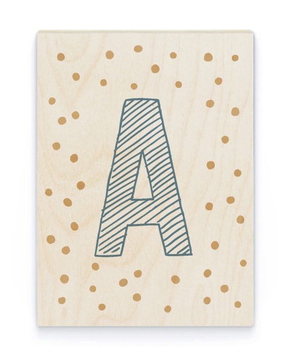 Hout Poster – ABC Letter met Confetti - Printcandy