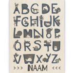 Hout Poster – Alfabet met Dieren