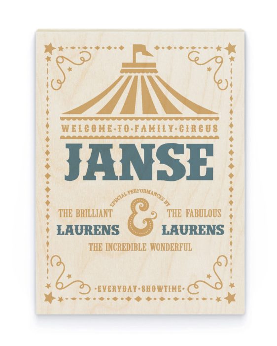 Hout Poster – Circus met Namen Hout Poster – Circus met Namen - Printcandy