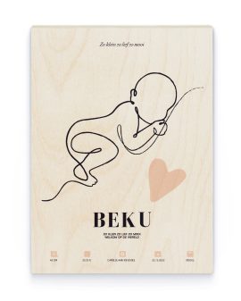 Hout Poster – Geboorte Line-Art Hout Poster – Geboorte Line-Art - Printcandy