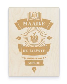 Hout Poster – Juf en Meester Hout Poster – Juf en Meester - Printcandy