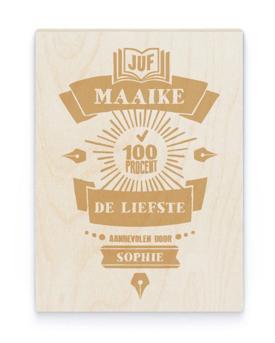 Hout Poster – Juf en Meester - Printcandy