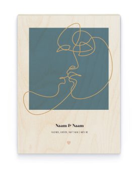 Hout Poster – Line Art Kiss - Printcandy