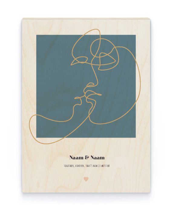 Hout Poster – Line Art Kiss Hout Poster – Line Art Kiss - Printcandy