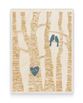 Hout Poster – Love Birds Initialen - Printcandy