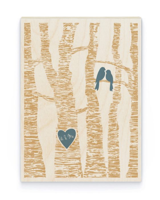 Hout Poster – Love Birds Initialen Hout Poster – Love Birds Initialen - Printcandy
