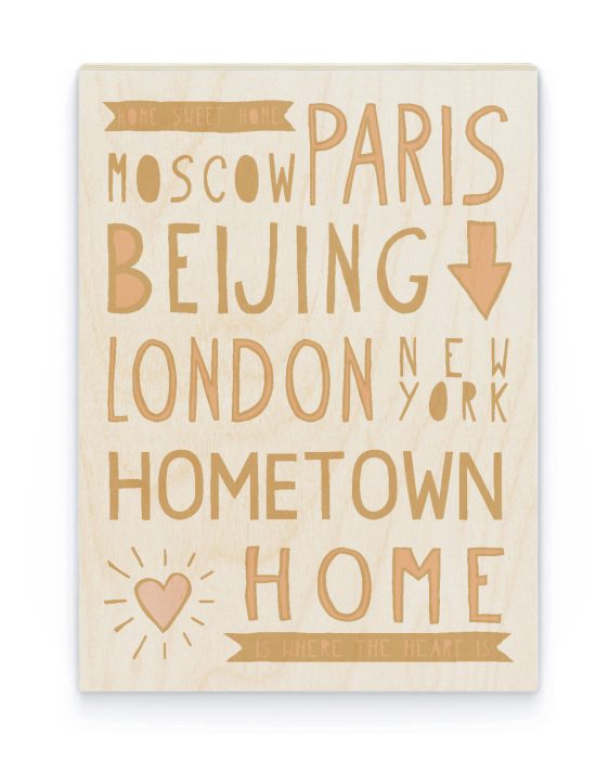 Hout Poster – Stad Naam - Printcandy