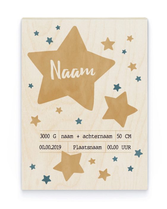 Hout Poster – Sterren Babykamer - Printcandy