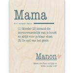 Hout Poster – Woordenboek Mama, Papa, Opa of Oma