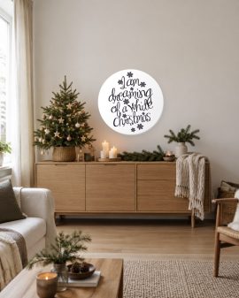 Kerst Muurcirkel – Dreaming of a White X-Mas - Printcandy