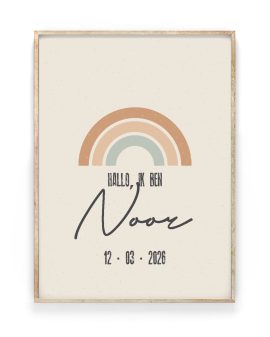 Naamposter – Naam in Boog Tekstposter – Eén Klein Woord in houten lijst – Printcandy