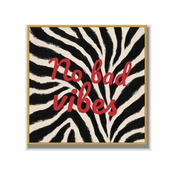 Statement Art – No Bad Vibes – Velours in alu lijst goud Statement Art – No Bad Vibes – Velours in alu lijst goud - Printcandy