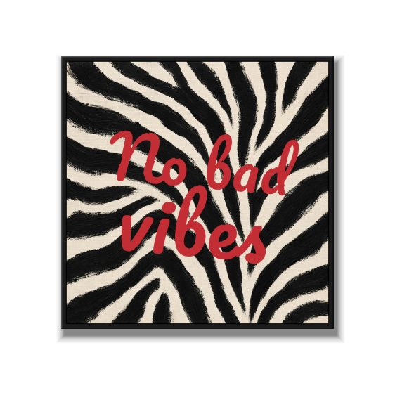 Statement Art – No Bad Vibes – Velours in alu lijst zwart Statement Art – No Bad Vibes – Velours in alu lijst zwart - Printcandy