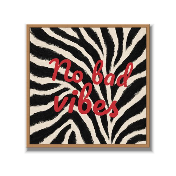 Statement Art – No Bad Vibes – Velours in houten lijst Statement Art – No Bad Vibes – Velours in houten lijst - Printcandy