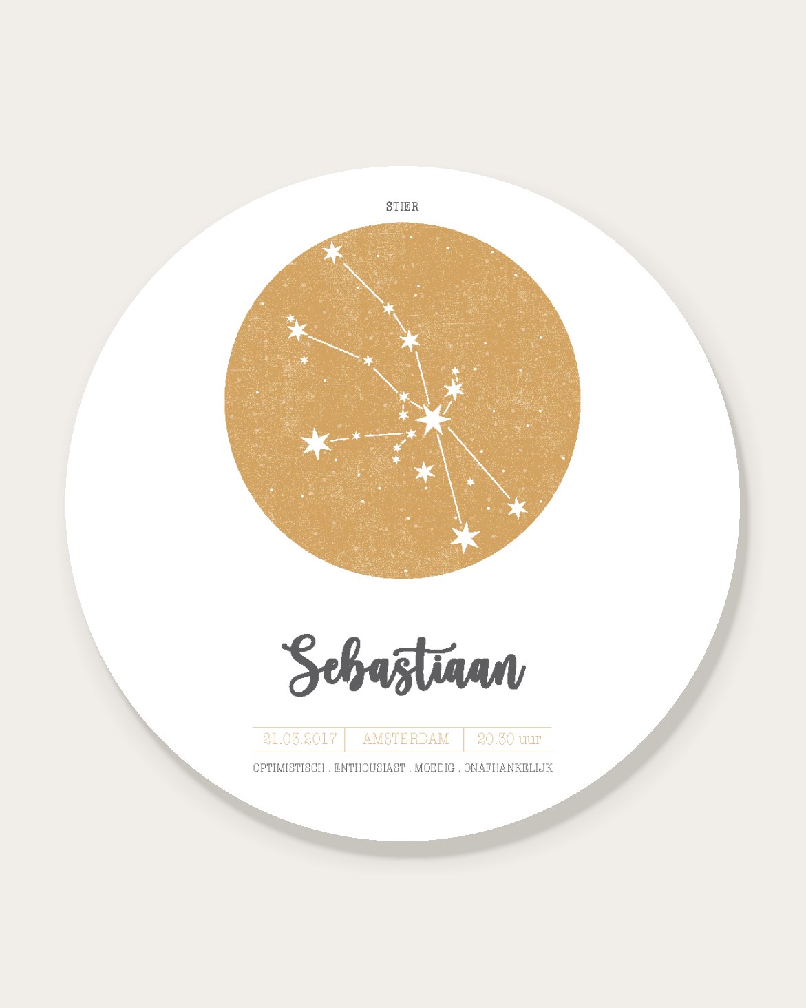 Sterrenbeeld muurcirkel met naam - Printcandy