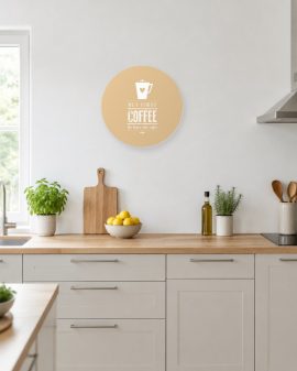 Privé: Tekst Muurcirkel – Koffie Print - Printcandy