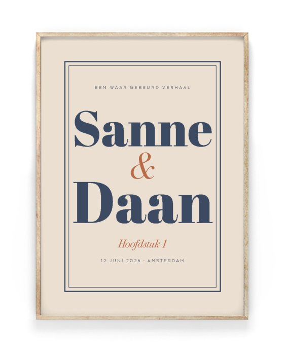 Tekstposter – Ons Verhaal in houten lijst – Printcandy