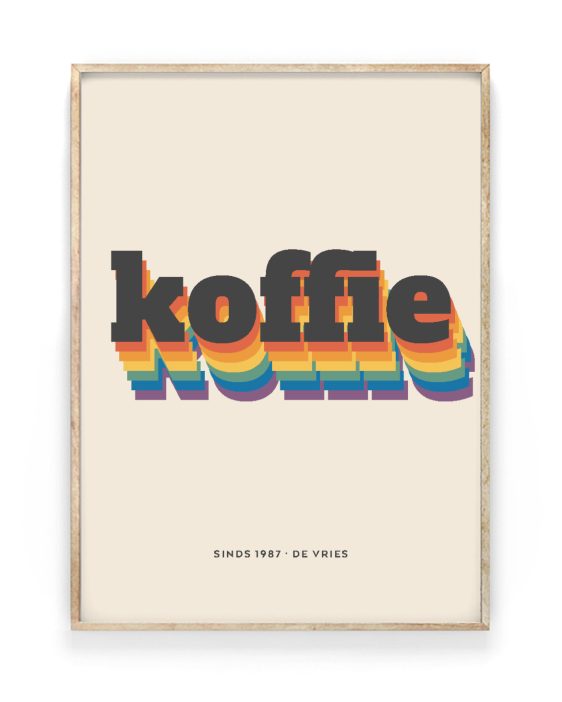 Tekstposter – Retro Regenboog in houten lijst – Printcandy